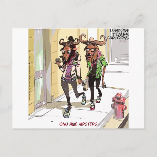 Gnu Leeftijd Hipsters Rick Londen Grappig Briefkaart (Voorkant)