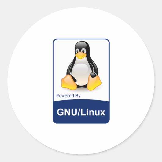 GNU/Linux Ronde Sticker (Voorkant)