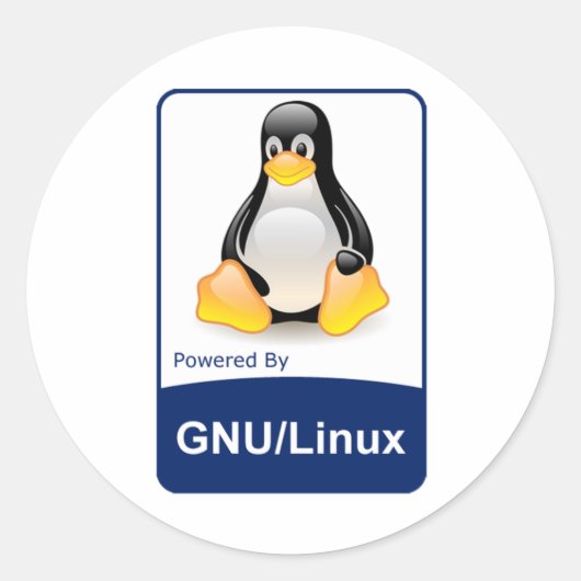 GNU/Linux Ronde Sticker (Voorkant)