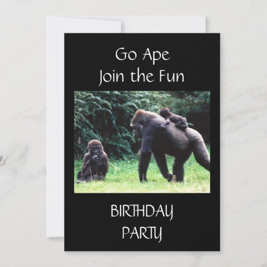 **GO APE** VERJAARDAG UITNODIGING (Voorkant)