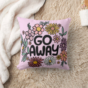 GO AWAY Funny Floral Schattige Daisy Hand-Drawn Kussen