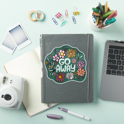 GO AWAY Funny Floral Schattige Daisy Hand-Drawn Sticker (iPad Cover)