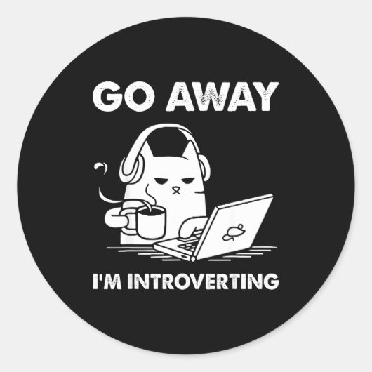 Go Away I'm Introverting Ronde Sticker (Voorkant)