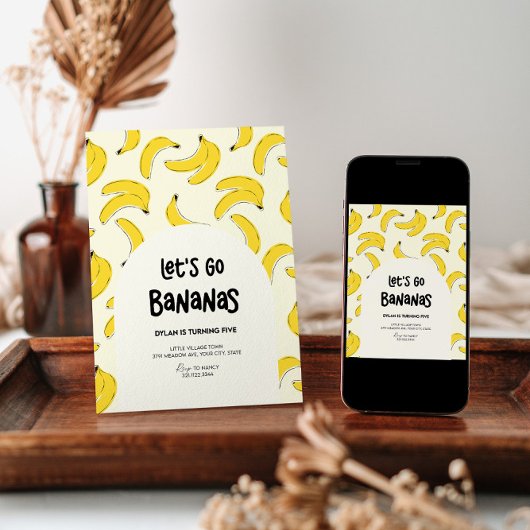 Go Bananas Anniversaire Fête Invitation