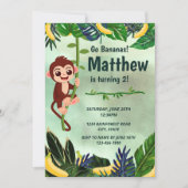 Go Bananas Monkey Verjaardag Uitnodiging (Voorkant)