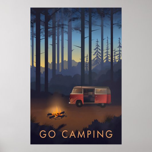 Go Camping Travel Poster Campervan Version (Devant)