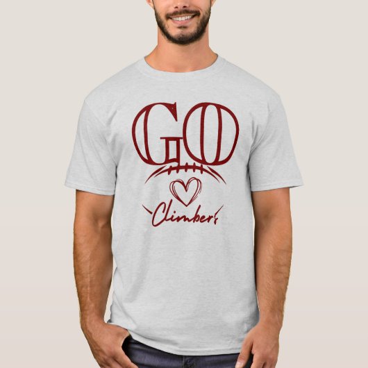Go Climbers Maroon Football T-shirt (Voorkant)