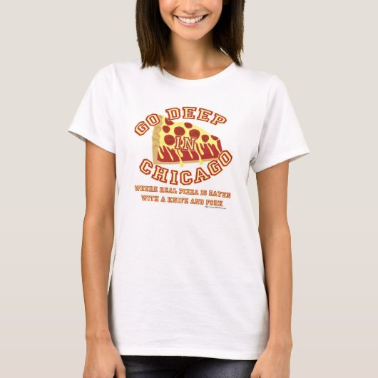 Go Deep Chicago stijl pizza T-shirt (Voorkant)