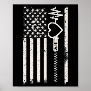 Go Draag in februari Amerikaanse vlag voor hartzie Poster