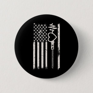 Go Draag in februari Amerikaanse vlag voor hartzie Ronde Button 5,7 Cm