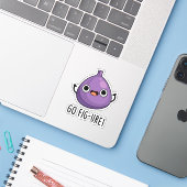 Go Fig Funny Fig Fruit Pun Sticker (Laptop met iPhone)
