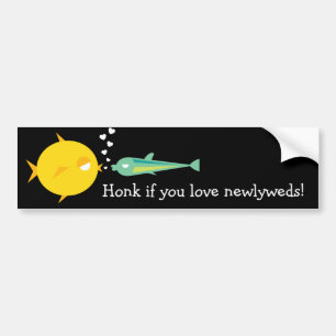 Go Fish_Deep Love_Honk als je van newlyweds houdt Bumpersticker