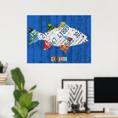 Go Fish Recycled  License Bord Art Poster (Thuiskantoor)