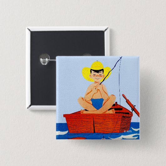 Go Fish Vierkante Button 5,1 Cm (Voorkant /achterkant)