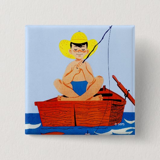 Go Fish Vierkante Button 5,1 Cm (Voorkant)