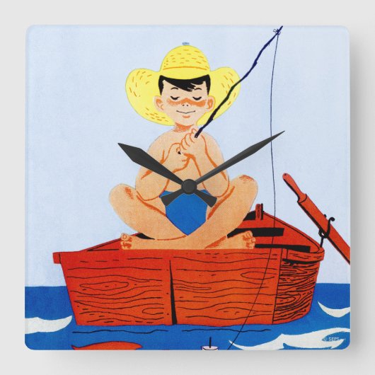 Go Fish Vierkante Klok (Voorkant)