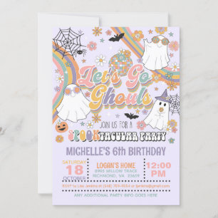 Go Ghouls Invitation d'anniversaire - Fille pourpr