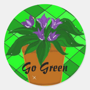 Go Green Bloempot Ronde Sticker