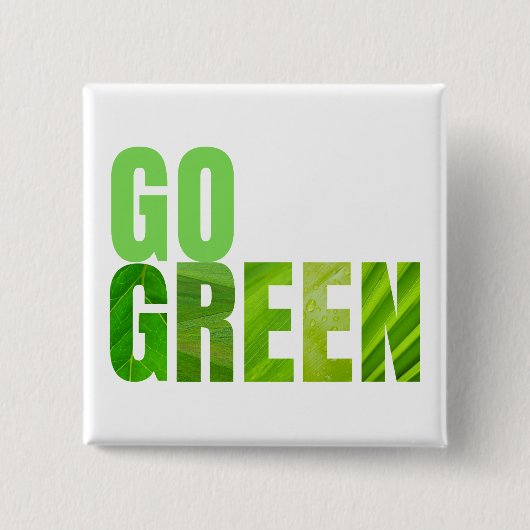 Go Green Vierkante Button 5,1 Cm (Voorkant)