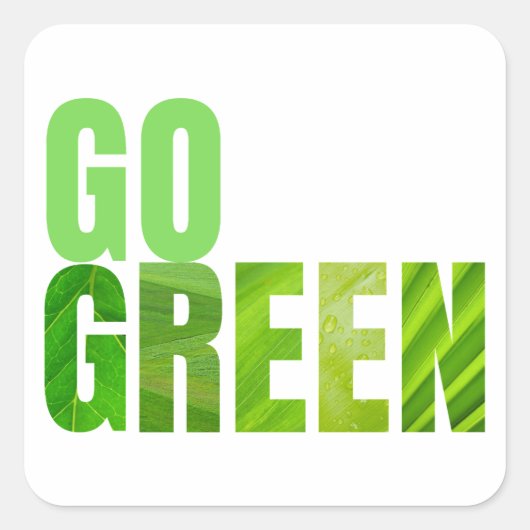 Go Green Vierkante Sticker (Voorkant)