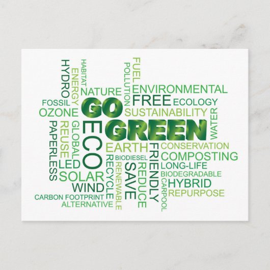Go Green Word Cloud Briefkaart (Voorkant)
