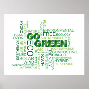 Go Green Word Cloud Poster
