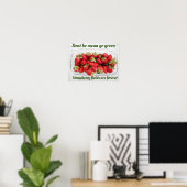 Go groen thema aardbeien fruit poster (Thuiskantoor)