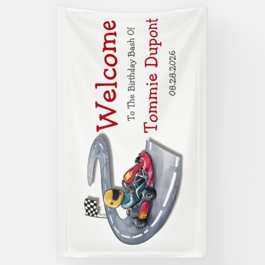 Go-Kart Anniversaire Bannière Affiche de bienvenue (Vertical)