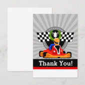 GO KART Anniversaire Fête Merci cartes (Devant / Derrière)