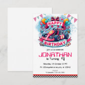 Go Kart Anniversaire Red Racing Invitation voiture (Devant / Derrière)