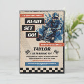 Go Kart Birthday Party Kaart (Staand voorkant)