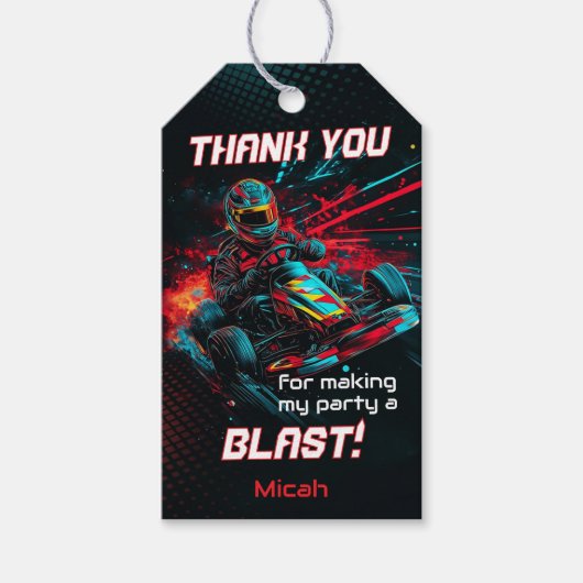 Go Kart Dank u Label, Racing Party gunst Cadeaulabel (Voorkant)