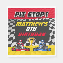 Go Kart Geruite Vlag Verjaardag Servet