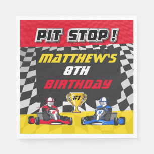Go Kart Geruite Vlag Verjaardag Servet