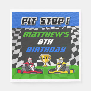 Go Kart Geruite Vlag Verjaardag Servet