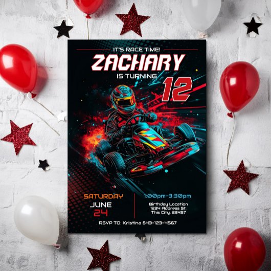 Go Kart Invitation d'anniversaire | Invitation de