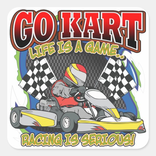 Go Kart Life Vierkante Sticker (Voorkant)