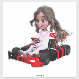 Go-kart meisje sticker