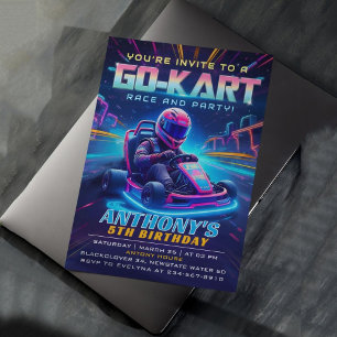 Go kart Race Anniversaire Fête Invitation