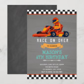 Go kart raceauto verjaardag kaart (Voorkant / Achterkant)