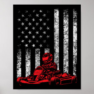 Go Kart Racen - Go Karting Usa Amerikaanse Vlag Ra Poster