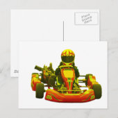 Go Kart Racer in Geel Briefkaart (Voorkant / Achterkant)