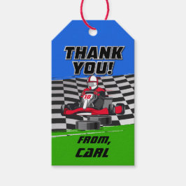 Go Kart Racing Auto Verjaardagsfeest Cadeaulabel
