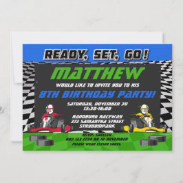 Go Kart Racing Auto Verjaardagsfeest Kaart