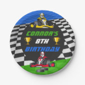 Go Kart Racing Auto Verjaardagsfeest Papieren Bordje (Voorkant)