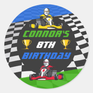 Go Kart Racing Auto Verjaardagsfeest Ronde Sticker