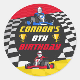 Go Kart Racing Auto Verjaardagsfeest Ronde Sticker