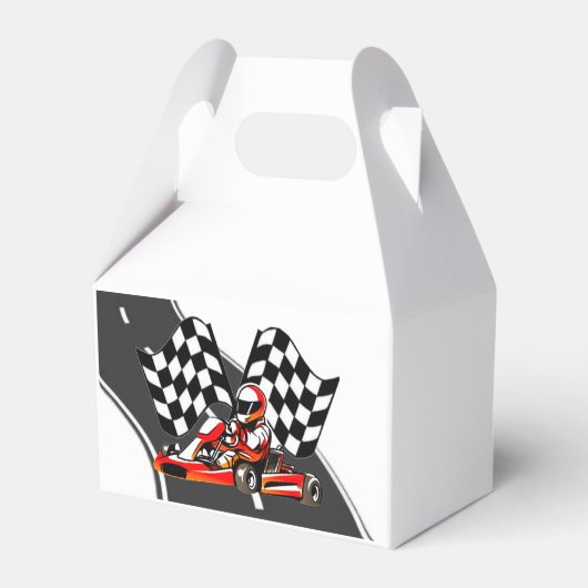 Go Kart Racing Boy Verjaardagsfeestje Bedankdoosjes (Achterkant)