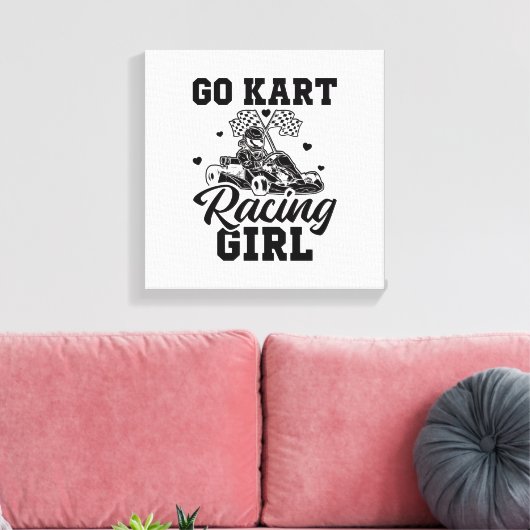 Go Kart Racing Girl | Go-Kart Driver Cadeidee Canvas Afdruk (Insitu (Woonkamer))