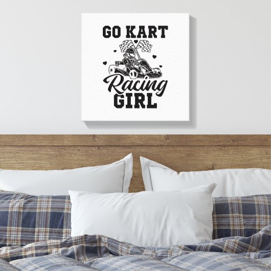Go Kart Racing Girl | Go-Kart Driver Cadeidee Canvas Afdruk (Insitu (Slaapkamer))